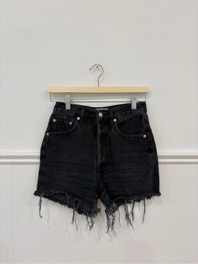 Agolde Black Distressed High-Rise Jean Shorts